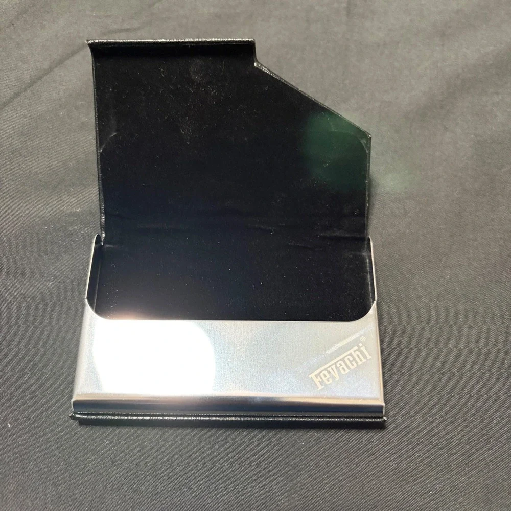 Feyachi Slim Metal Business Card Holder Black Pocket Card Case Wallet